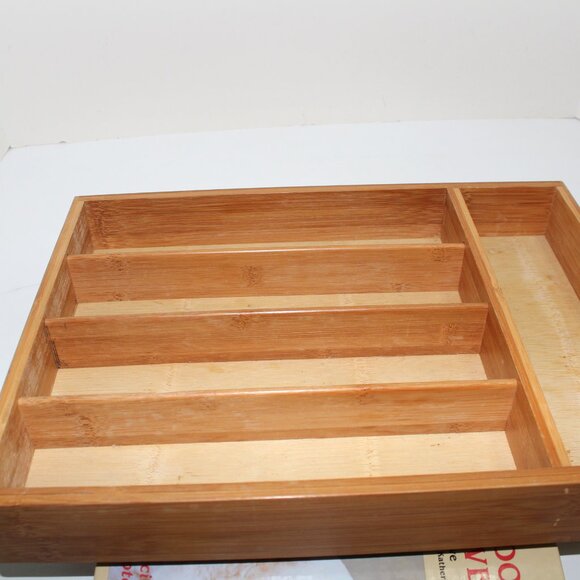Bed Bath & Beyond 14" Bamboo Drawer Utensil Organizer Flatware Cutlery Tray - Picture 10 of 15